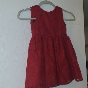 Girls Burgundy Lace Sleeveless Party Dress